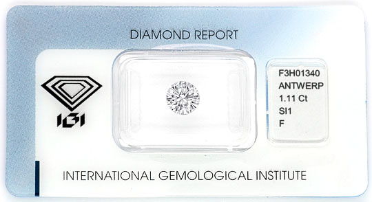 Foto 1 - Diamant 1,11ct Brillant IGI Top Wesselton Plus SI1 VGVG, D5169