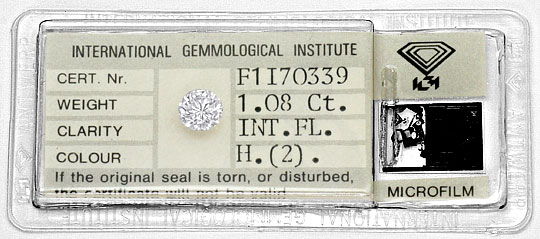 Foto 1 - Diamant 1,08 ct Brillant IGI Lupenrein Wesselton Weiss, D6396