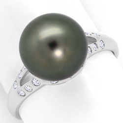 Foto 1 - Weißgold-Ring 9,4mm Traum Tahiti Perle, 18 Brillanten, S4911