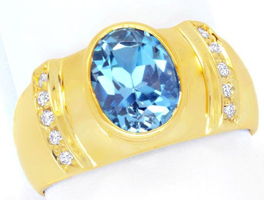 Foto 2 - Brillant-Goldring 3,3ct Blauer Topas, 10 Diamanten, S6618