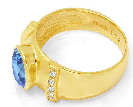 Foto 3 - Brillant-Goldring 3,3ct Blauer Topas, 10 Diamanten, S6618