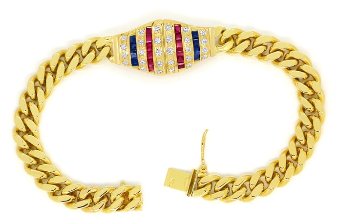Foto 1 - Armband mit Rubinen Saphiren und Brillanten in Gelbgold, S9991